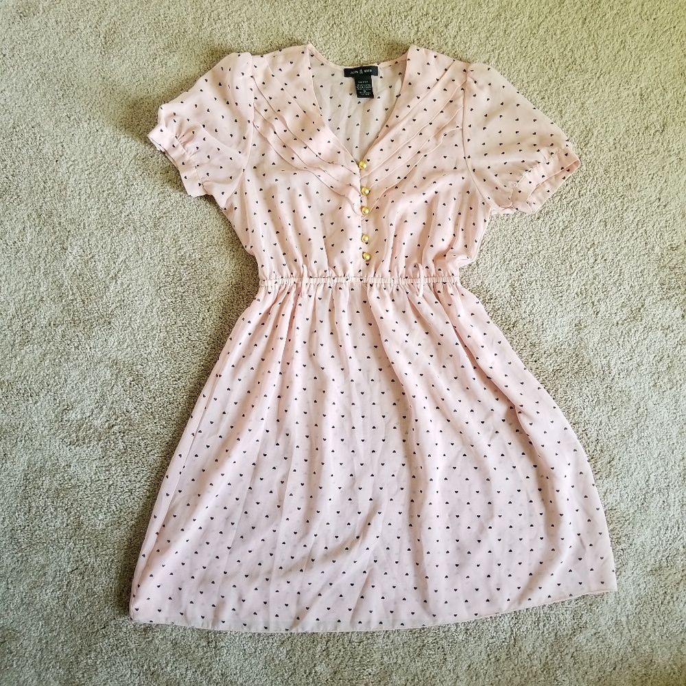 Sam & Max Polka Dot Hearts Pastel Sheer Midi Dress